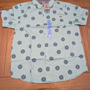 Hurley Men's Patio Printed Woven Turquoise Shirt Size L NWT